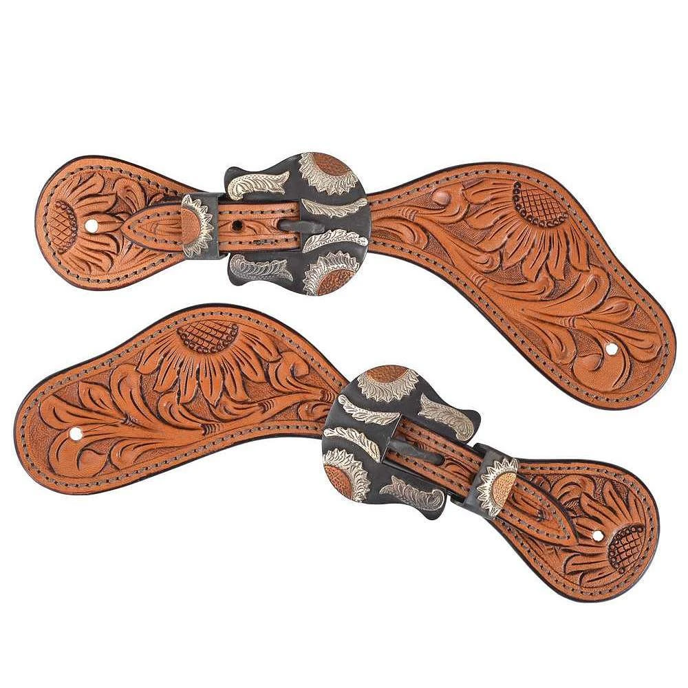 Circle Y Saddlery Ladies Copper Sunflower Spur Straps 2 Circle Y Saddlery Ladies Copper Sunflower Spur Straps - Image 2