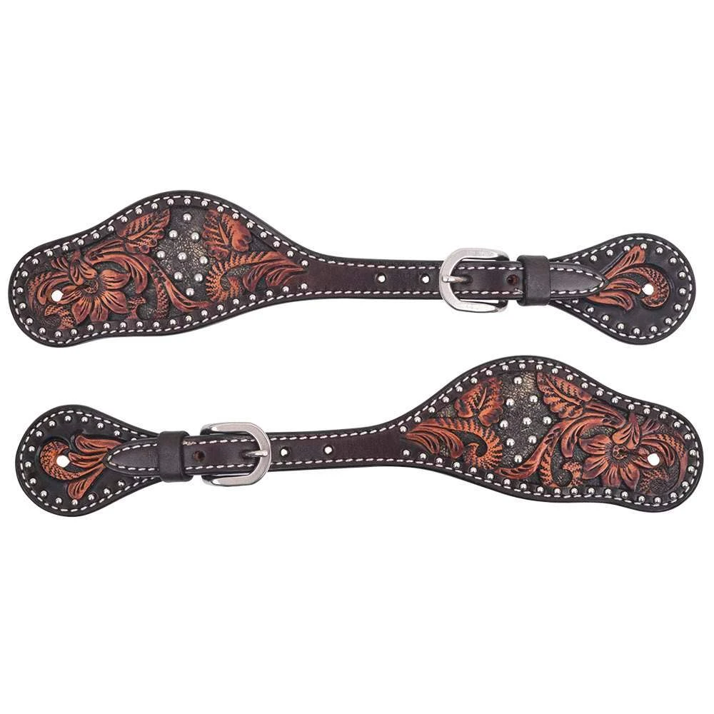 Circle Y Saddlery Dark Flash Arizona Flower Mens Spur Straps 1 Circle Y Saddlery Dark Flash Arizona Flower Mens Spur Straps