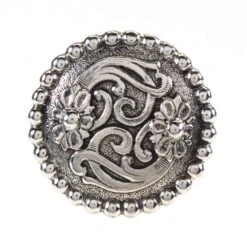 Rockin Out Jewelry 1 1/2in. Beaded Border Concho With 2 Flowers