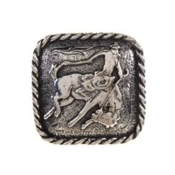 Rockin Out Designs Jewelry 1 1/2in. Square Bronc Rider Concho With Rope Border