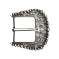 Rino 1-1/2 In Hammered Silver With Dot Border Buckle