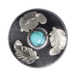 Professionals Choice 1in Turquoise Feather Concho