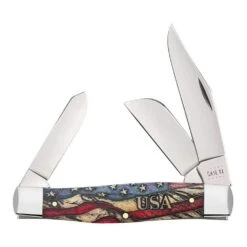 CASE XX Vintage Flag - Embellished Smooth Natural Bone Large Stockman CA36032