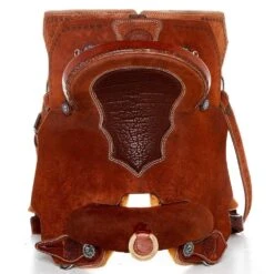 Nrs Competitors NRS Competitor Series Chestnut Rough Out Team Roper Saddle With Inlaid Red Bullhide Seat -Cowboy Store 1411841C 3