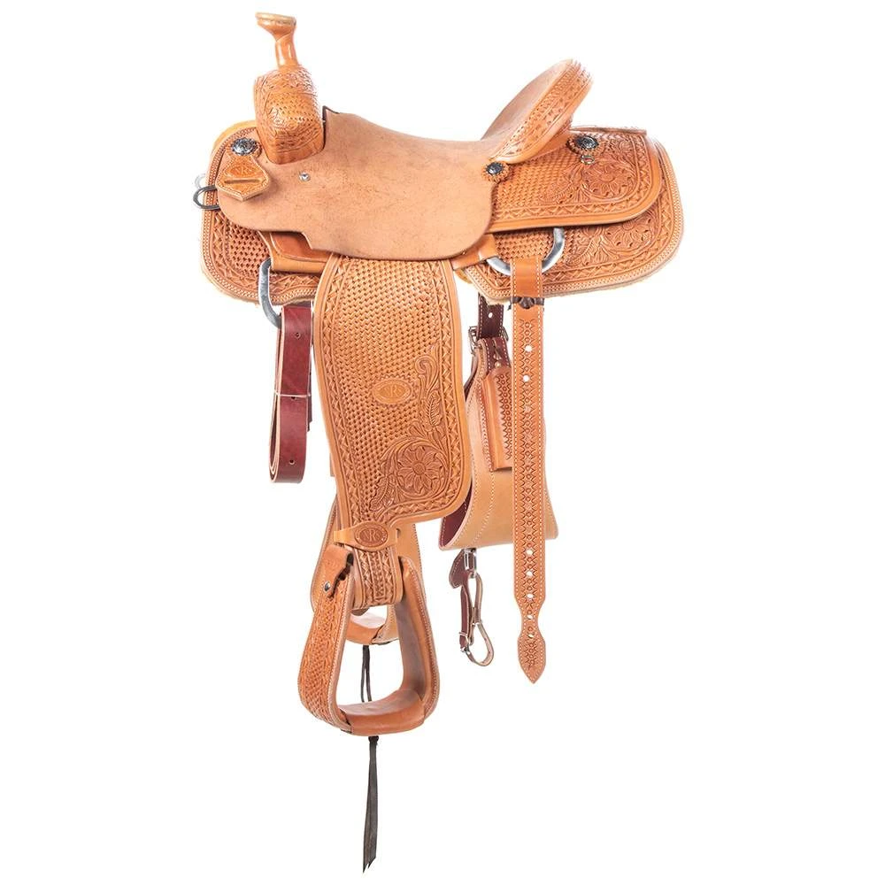 Nrs Competitors Natural 7/8 Breed Basket And Sunflower Team Roping Saddle 2 Nrs Competitors Natural 7/8 Breed Basket And Sunflower Team Roping Saddle - Image 2