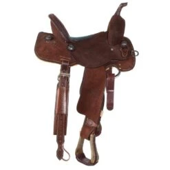 Nrs Competitors Chocolate Roughout Barrel Saddle With Inlaid Floral Turquoise Seat -Cowboy Store 1412155RW 2