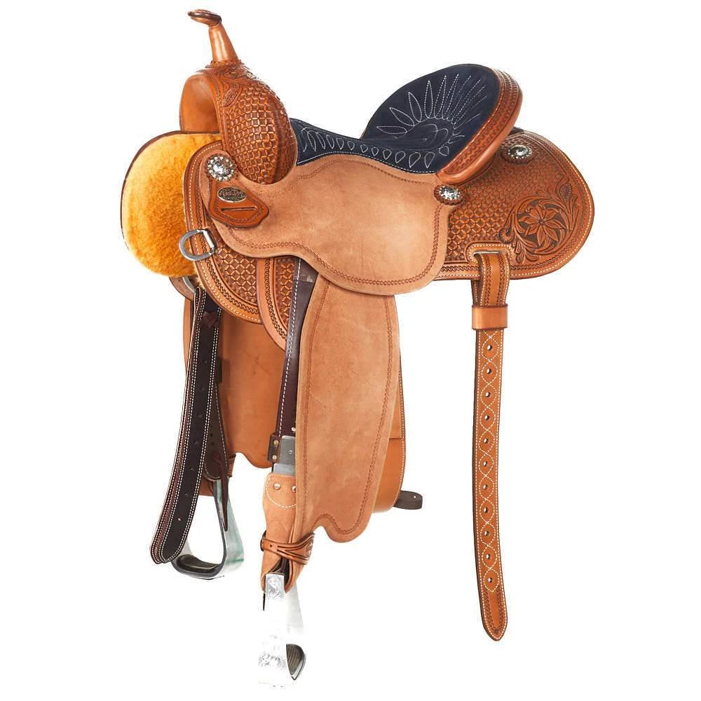 Martin Saddlery Martin Fearless 1/2 Breed Wyoming Flower Dark Framed Barrel Saddle 1 Martin Saddlery Martin Fearless 1/2 Breed Wyoming Flower Dark Framed Barrel Saddle