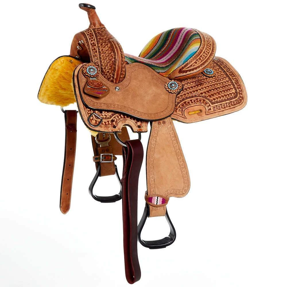Tough 1 13in. Woven Serape Seat Barrel Saddle 1 Tough 1 13in. Woven Serape Seat Barrel Saddle