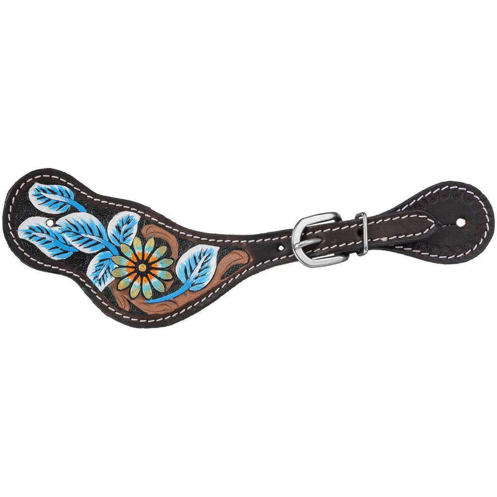 Tough 1 Blue Vintage Flower Dark Oil Spur Straps 1 Tough 1 Blue Vintage Flower Dark Oil Spur Straps