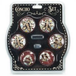 NRS Multi Colored Daisy Flower 6 Piece Slotted Concho Saddle Set