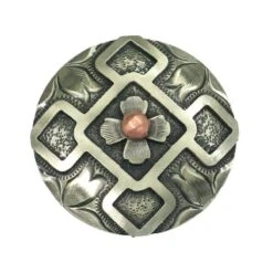 NRS Antique Silver Bold Square Flower 1 1/2 Inch Concho