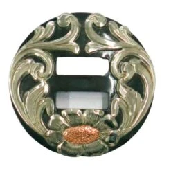 NRS Antique Iron Silver Floral 1 1/2 Inch Slotted Concho