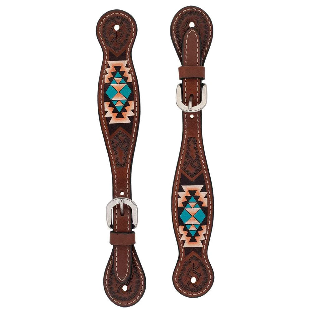 Weaver Leather Weaver Turquoise Cross Aztec Ladies Spur Straps 1 Weaver Leather Weaver Turquoise Cross Aztec Ladies Spur Straps