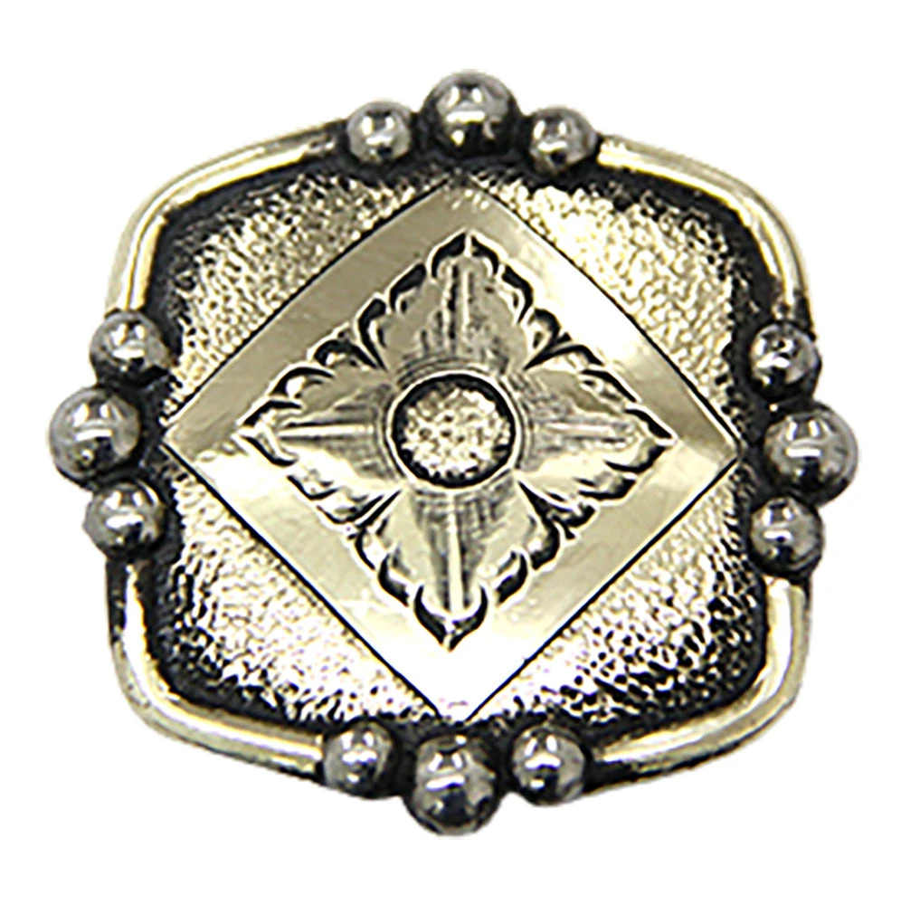 NRS Antique Silver Diamond Flower Saddle Concho Set 1 NRS Antique Silver Diamond Flower Saddle Concho Set