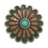 Augus Silversmith's Turquoise Copper Rossette Saddle Concho Set