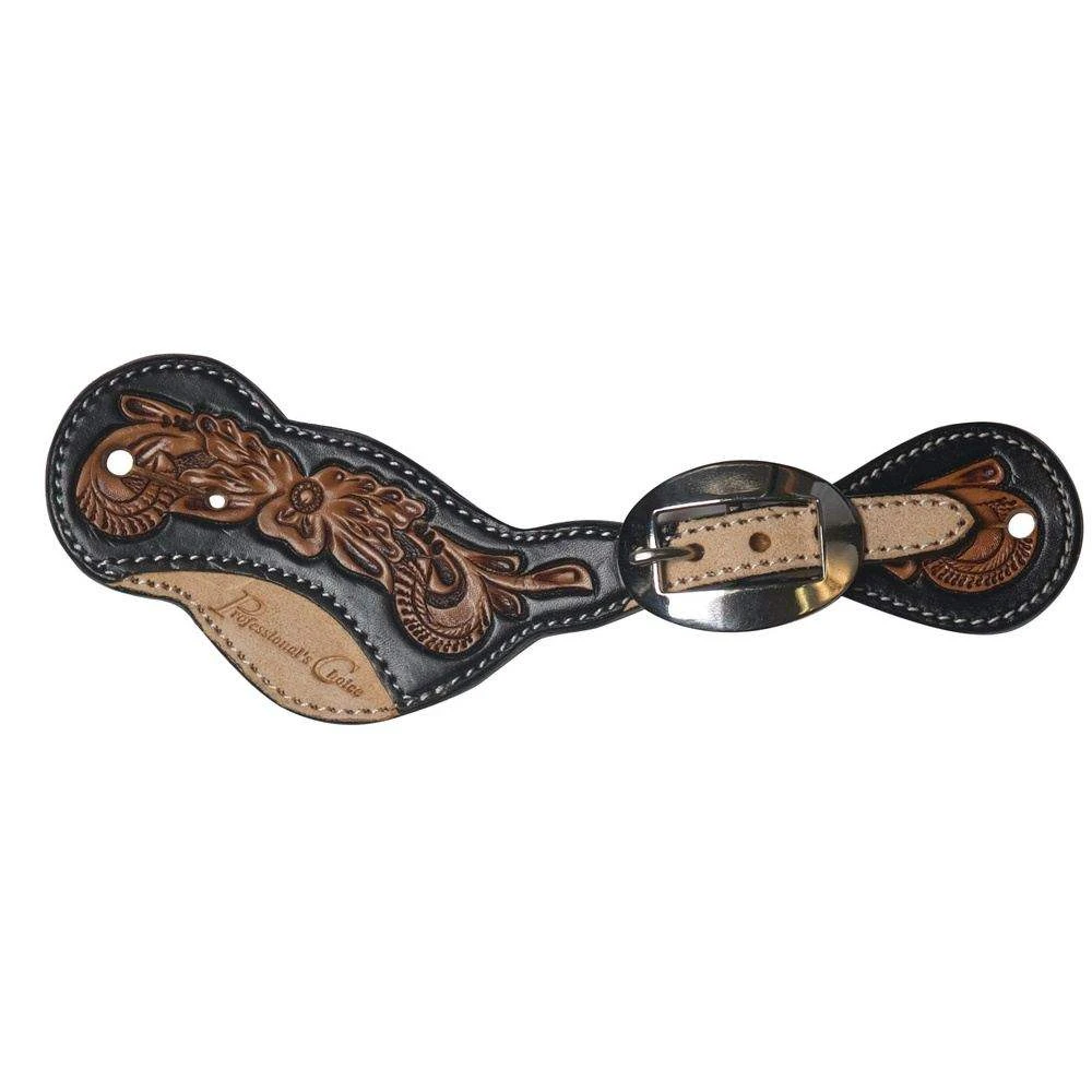 Professionals Choice Black Floral Roughout Ladies Spur Straps 1 Professionals Choice Black Floral Roughout Ladies Spur Straps