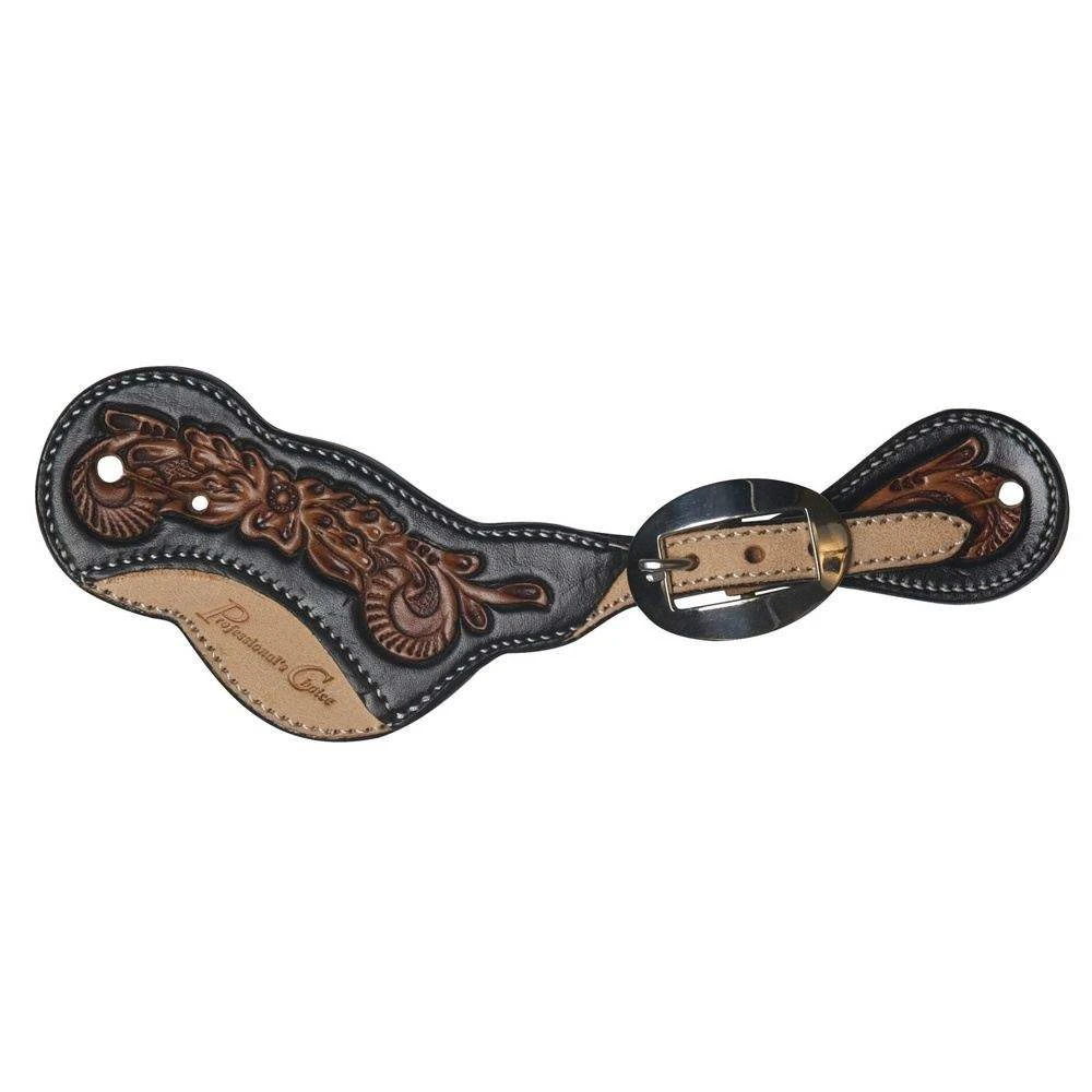 Professionals Choice Black Floral Roughout Ladies Spur Straps 2 Professionals Choice Black Floral Roughout Ladies Spur Straps - Image 2