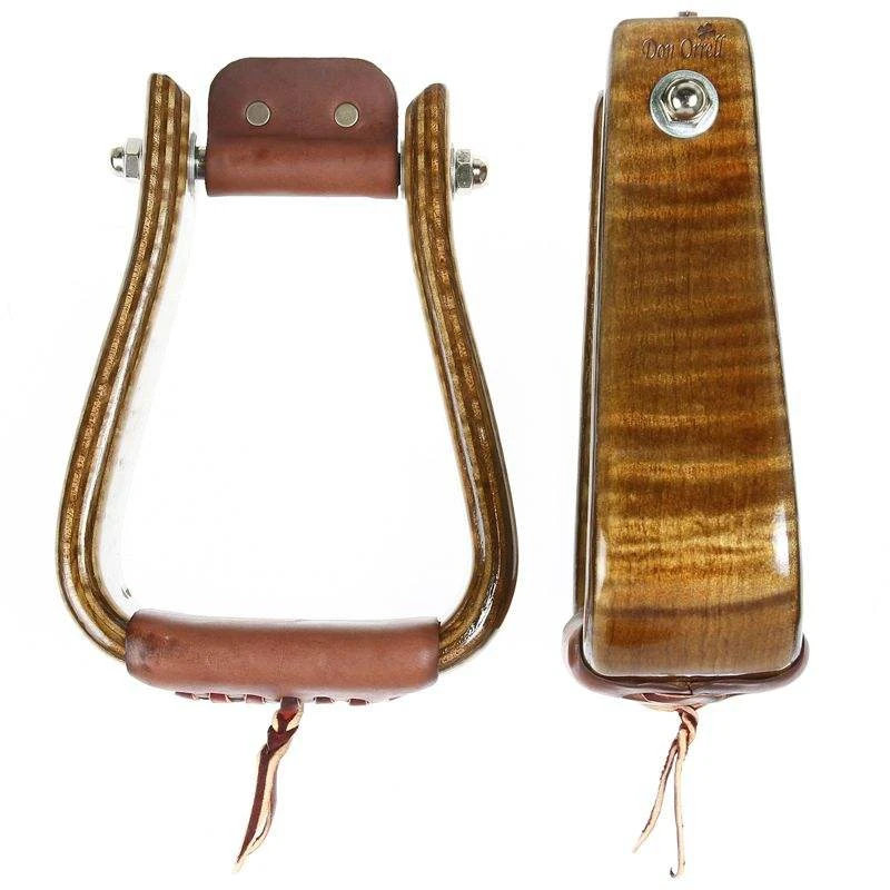 Don Orrell Stirrups Premier Tiger Maple 3in Deep Roper Stirrup 1 Don Orrell Stirrups Premier Tiger Maple 3in Deep Roper Stirrup