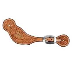 NRS Basket Stamped Spur Straps With Rawhide Inlay