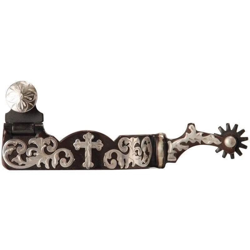 Black Satin Floral Cross Spurs 1 Black Satin Floral Cross Spurs