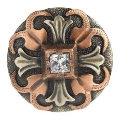 Augus Silversmiths Llc Crystal Stone Silver And Copper Cross 1 1/2 Inch Concho