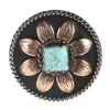 Augus Silversmiths Llc Copper Flower Turquoise Stone 1 1/2 Inch Concho
