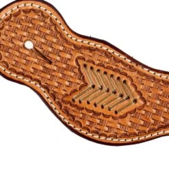 NRS Basket Stamped Spur Straps With Rawhide Inlay -Cowboy Store SP774 2