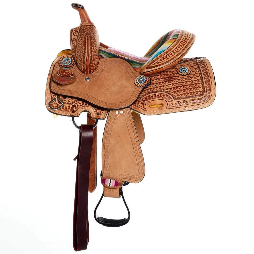 Tough 1 13in. Woven Serape Seat Barrel Saddle 2 Tough 1 13in. Woven Serape Seat Barrel Saddle - Image 2