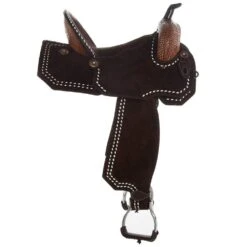 Tomahawk Chocolate Roughout 14 1/2 Inch Barrel Saddle With Tooling And White Buckstitch 8 Tomahawk Chocolate Roughout 14 1/2 Inch Barrel Saddle With Tooling And White Buckstitch -Cowboy Store TH 006 04