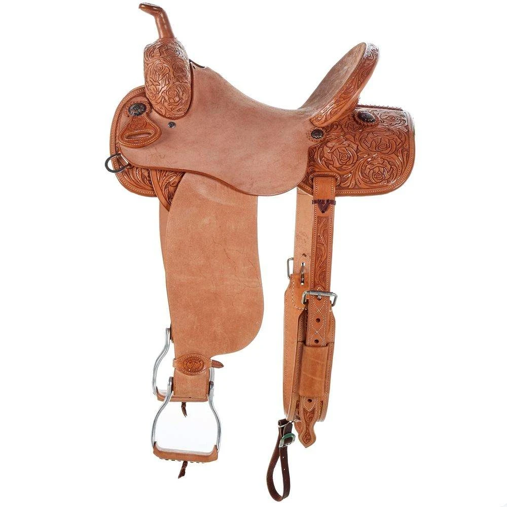 Tomahawk 1/2 Breed Rose Floral Barrel Saddle 2 Tomahawk 1/2 Breed Rose Floral Barrel Saddle - Image 2